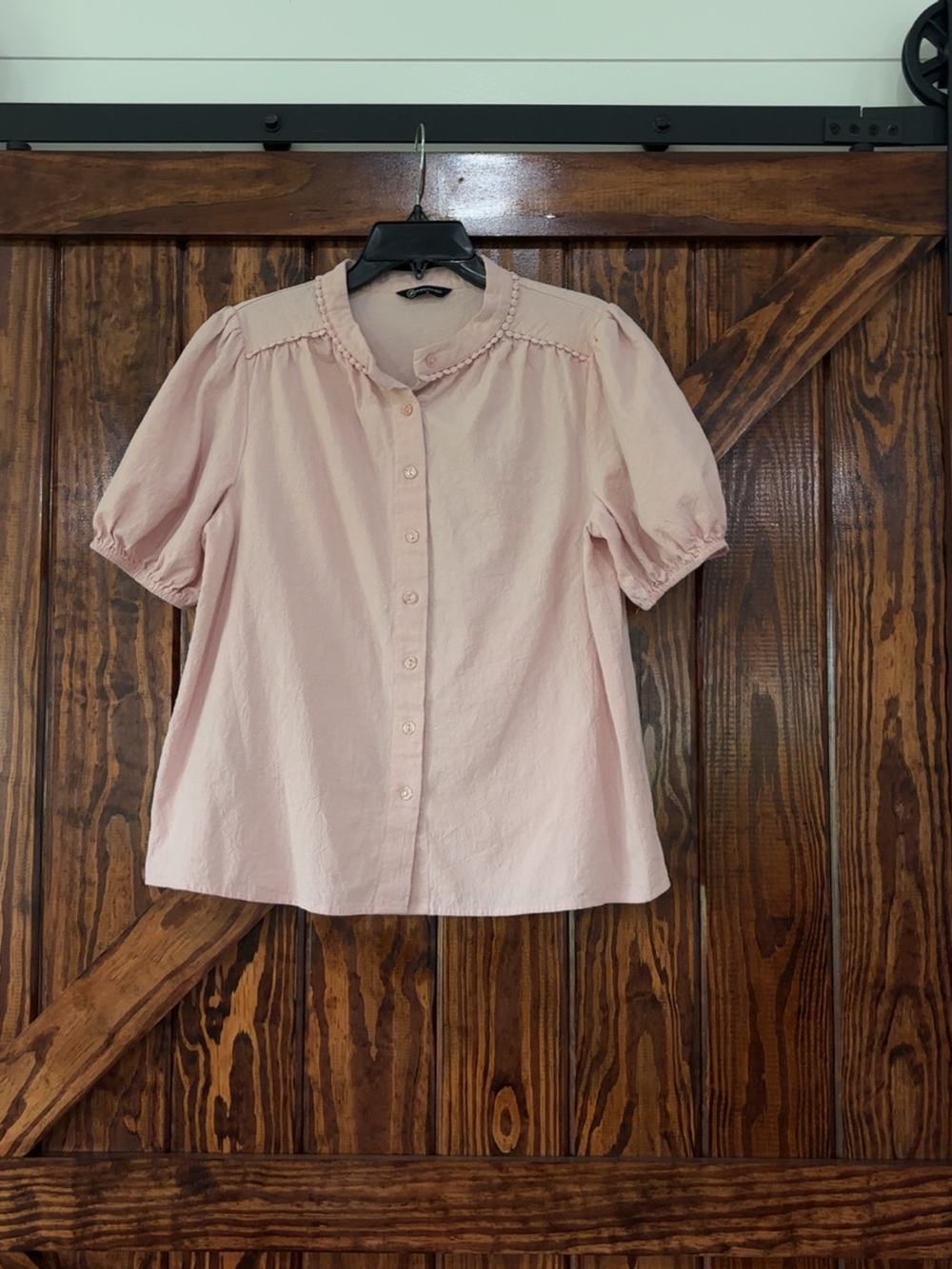 Pretty Garden Short Puff Sleeve Blouse - Light Pink